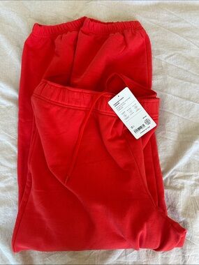 Athleta Vibrant Red Forever Fleece Jogger Sweatpants